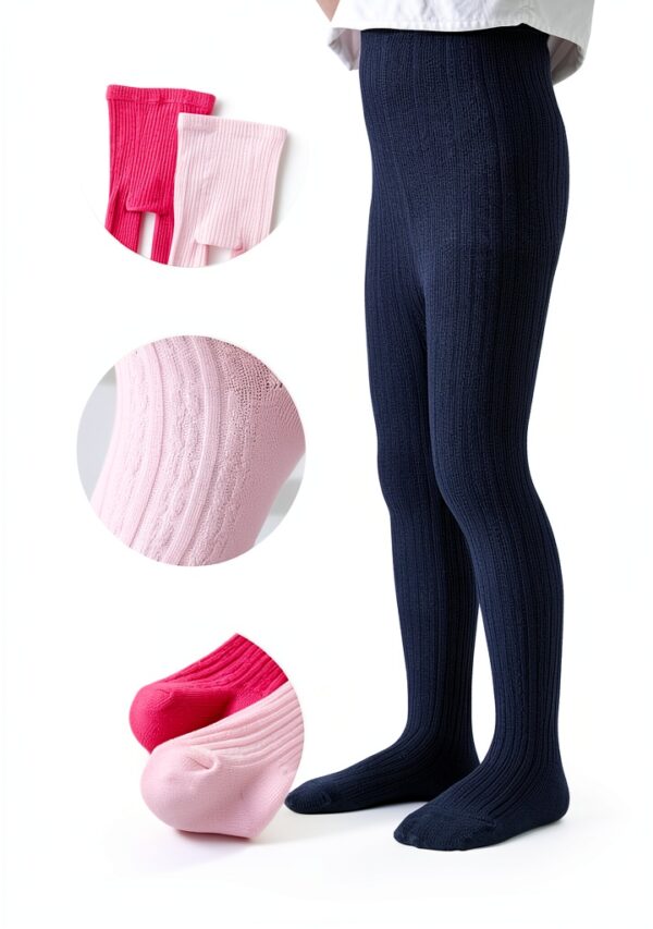 Baby Girls Cable Knit Tights Soft Cotton Blend Cozy Warm-2