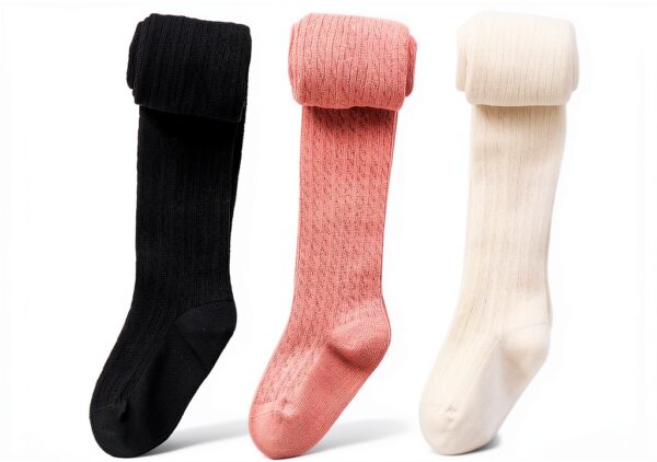 Baby Girls Tights Soft Cotton Stretchy Cable Knit 3 Pack-0
