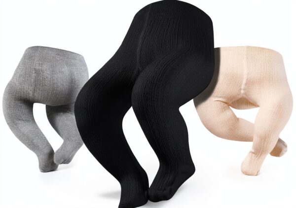 Baby Girls Cotton Tights Soft Stretchy Cable Knit Design-0