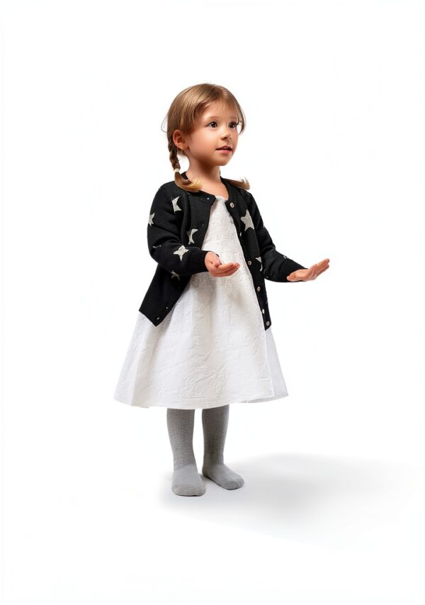 Baby Girls Cotton Tights Soft Stretchy Cable Knit Design-1