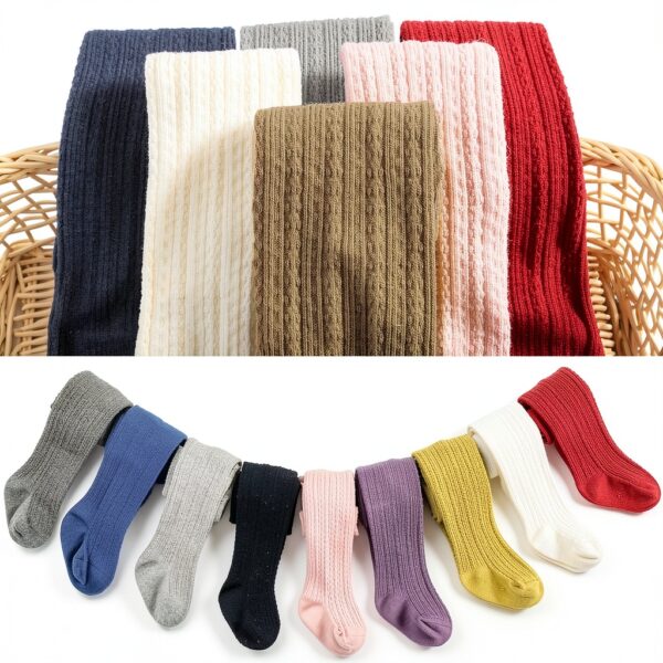 Mini Angel Baby Tights Premium Cotton Cable Knit Girls-5