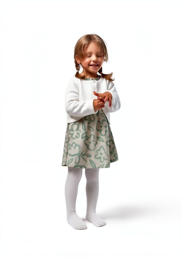 Baby Girls Cotton Tights Soft Stretchy Cable Knit Design-3