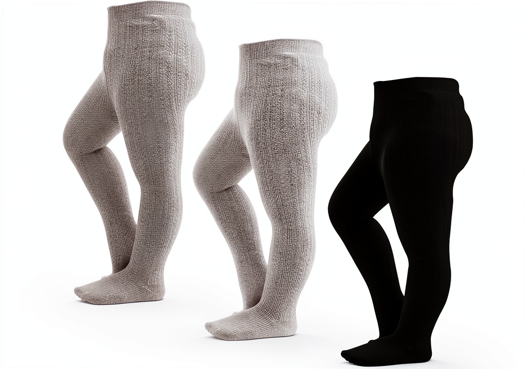 Baby girl wearing cable knit tights in a playful setting