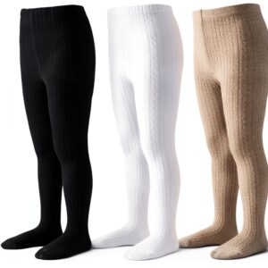 Baby Girls Cable Knit Tights Soft Cotton Blend Cozy Warm-0