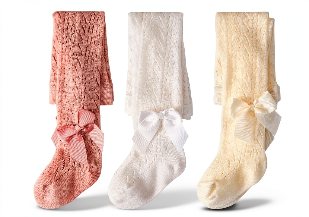 Baby girl wearing cotton tights with bow design playing in park