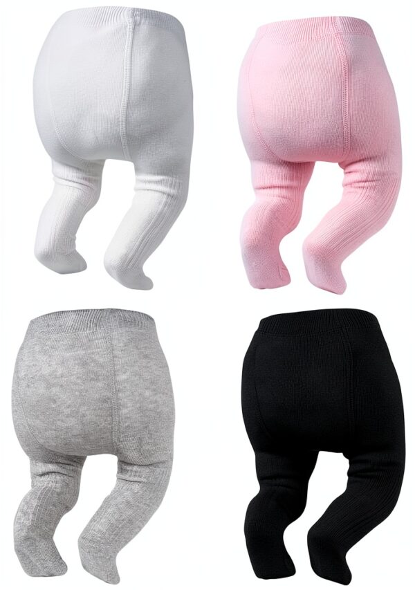 Baby Girls Tights Cotton Blend Soft Warm 4 Pack Sizes 0-12-0
