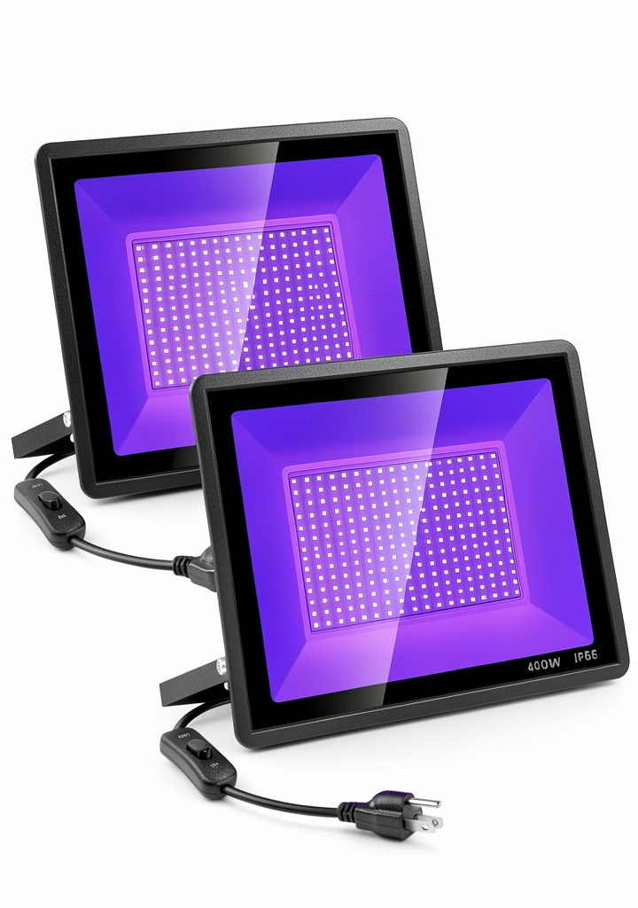 YANYCN 400W LED black light mounted on an outdoor wall