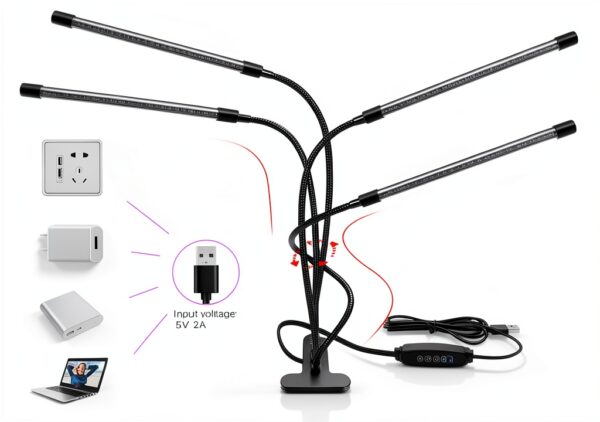 YGS-Tech UV LED Lamp Adjustable Four Head Blacklight-5