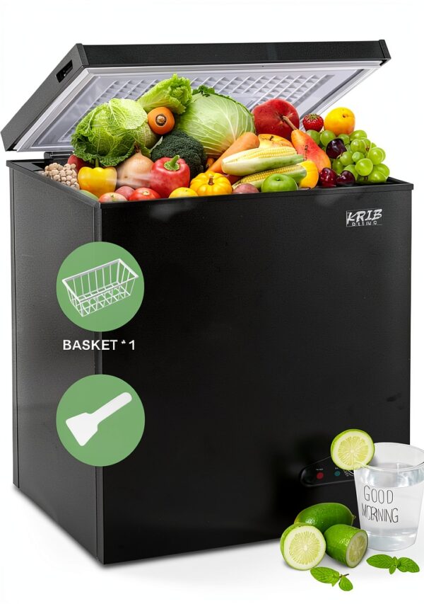 7.0 Cu.Ft Chest Freezer 7 Gears Temperature Control(-4°F to 6.8°F), Deep Compact Freezer with Two Removable Basket, for House, Kitchen, Garage, Basement, Shop, Black-0