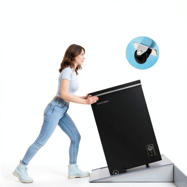 Chest Freezer EUHOMY 3.5 Cu.Ft with Wheels Thermostat Black-4