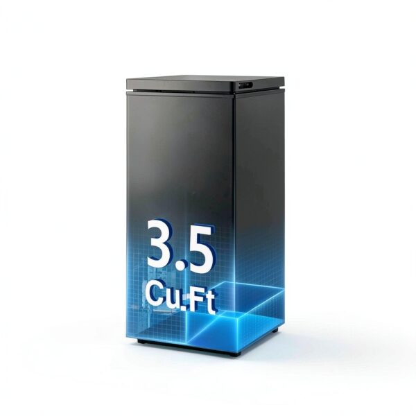 R.W.FLAME Chest Freezer 3.5 Cubic Feet with 2 Removable Baskets and Defrost Water Drain, Deep Freezer, Adjustable Temperature, Energy Saving, Top Open Door Compact Freezer (3.5 Cubic Feet, Black)-1