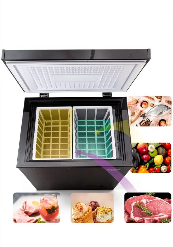 7.0 Cu.Ft Chest Freezer 7 Gears Temperature Control(-4°F to 6.8°F), Deep Compact Freezer with Two Removable Basket, for House, Kitchen, Garage, Basement, Shop, Black-3