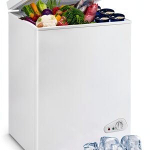 Chest Freezer Small Deep Freezer 3.5 Cu.Ft Mini Freezer with Removable Baskets & 6 Adjustable Temperature (Down to -11°F)& Top Open Door, Mini Compact Freezer Suitable for Apartments, Kitchen, White-0