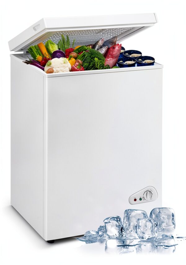Chest Freezer Small Deep Freezer 3.5 Cu.Ft Mini Freezer with Removable Baskets & 6 Adjustable Temperature (Down to -11°F)& Top Open Door, Mini Compact Freezer Suitable for Apartments, Kitchen, White-0