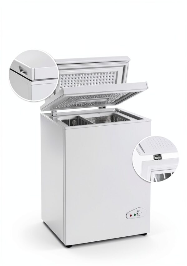Chest Freezer Small Deep Freezer 3.5 Cu.Ft Mini Freezer with Removable Baskets & 6 Adjustable Temperature (Down to -11°F)& Top Open Door, Mini Compact Freezer Suitable for Apartments, Kitchen, White-3